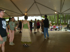The author leading Klezmer dancing at the Florida Folk Festival